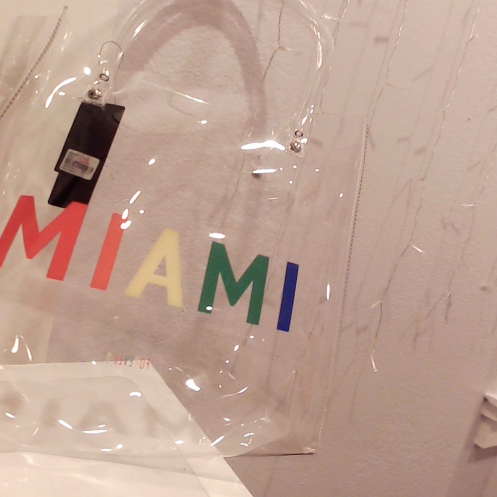 A forever 21 clear Miami Beach bag